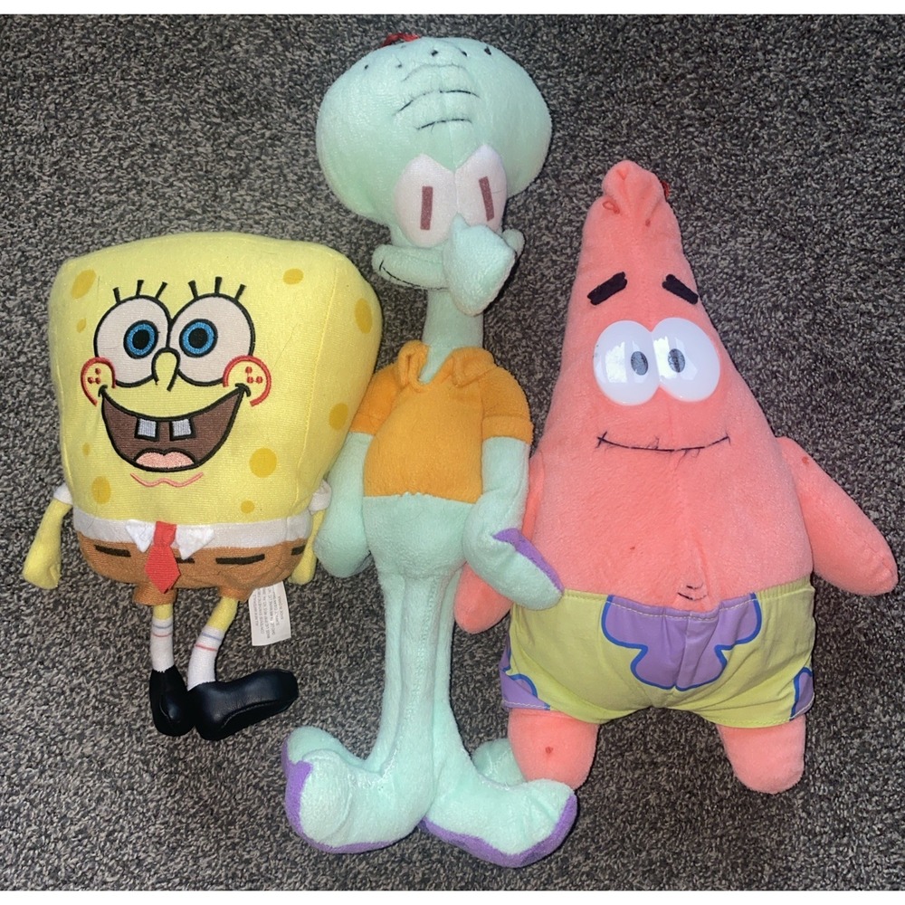 Lot of 3 SpongeBob Squarepants 2002 Nanco Squidward Patrick Plush